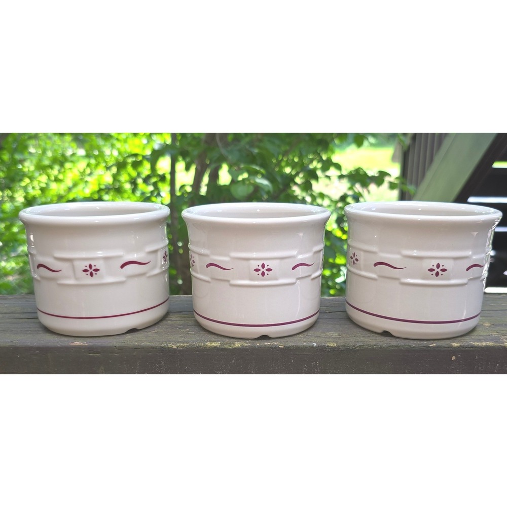 Longaberger Woven Traditions Heritage Classic Red Ceramic Crocks - Set of 3